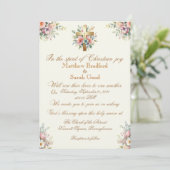 Blauw en Roze Bloem Gouden Kruis Bruiloft Uitnodig Kaart (Staand voorkant)