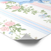 Blauw en Roze Bloemen Baby shower Welkom Poster (Hoek)