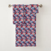 Blauw en roze bloemen bad handdoek (Insitu)