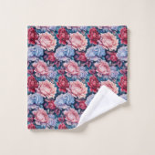 Blauw en roze bloemen bad handdoek (Wasdoekje)
