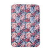 Blauw en roze bloemen badmat (Voorkant Verticaal)