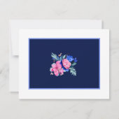 Blauw en Roze Bloemen Bruiloft Save the Dates Kaart (Achterkant)