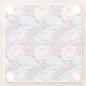 Blauw en roze bloemen glazen onderzetter (Achterkant)