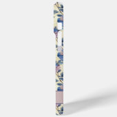 Blauw en Roze Bloemen iPhone Case Hoesje (Achterkant / Links)