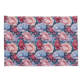 Blauw en roze bloemen kussensloop (Achterkant-Rechts)