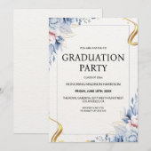 Blauw en Roze Bloemen Lijst Kaart (Voorkant / Achterkant)