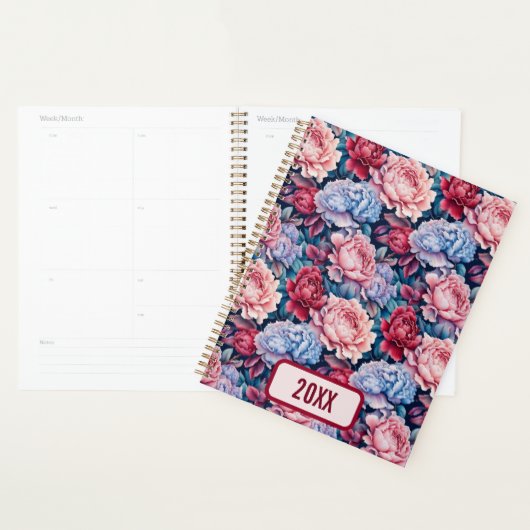 Blauw en roze bloemen planner (Display)