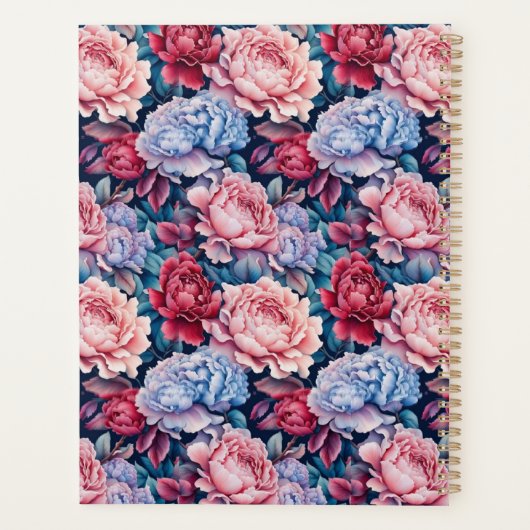 Blauw en roze bloemen planner (Achterkant)