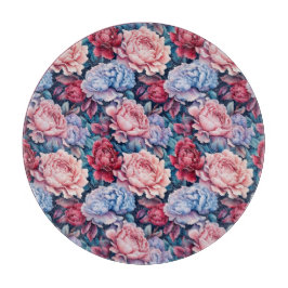 Blauw en roze bloemen snijplank