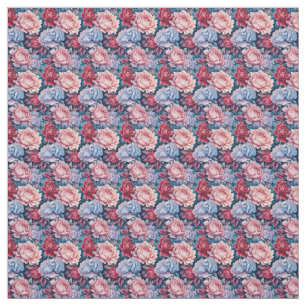 Blauw en roze bloemen stof