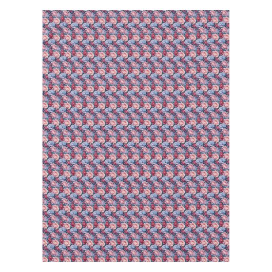 Blauw en roze bloemen tafelkleed (Voorkant)