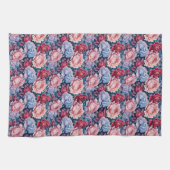 Blauw en roze bloemen theedoek (Horizontaal)