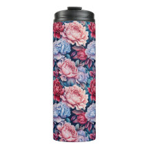 Blauw en roze bloemen