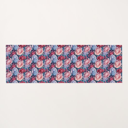 Blauw en roze bloemen yogamat (Achterkant (horizontaal))