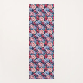 Blauw en roze bloemen yogamat