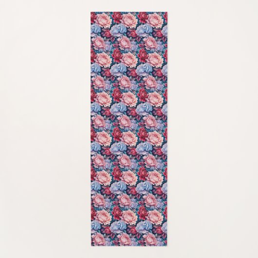 Blauw en roze bloemen yogamat (Voorkant)