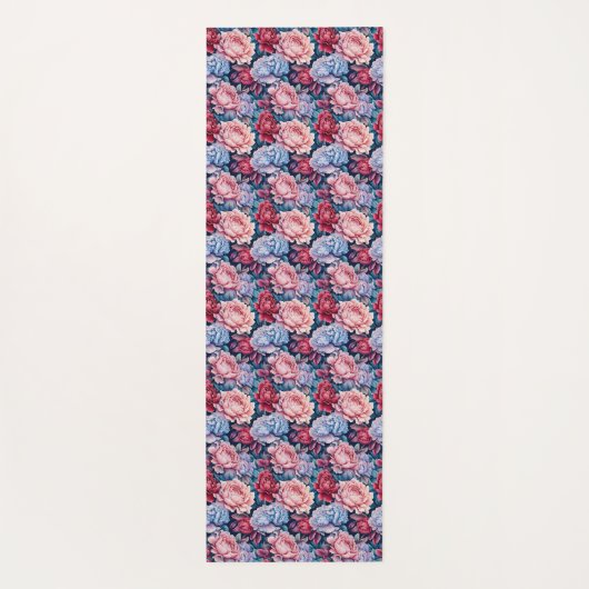 Blauw en roze bloemen yogamat (Achterkant)