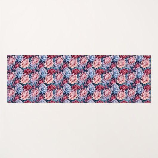 Blauw en roze bloemen yogamat (Voorkant (horizontaal))