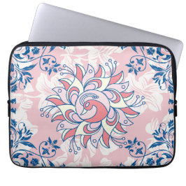 Blauw en Roze Bloemenkunst, het Heldere Leven Laptop Sleeve