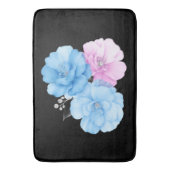 Blauw en Roze Bloemige Chic Badmat (Voorkant Verticaal)