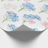 Blauw en Roze Bloemmotief Cadeaupapier (Hoek)