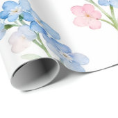 Blauw en Roze Bloemmotief Cadeaupapier (Rol Hoek)
