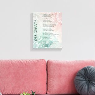 Blauw en Roze Bloemmotief en Kant Canvas Afdruk