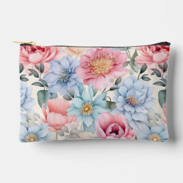 Blauw en roze bloemmotief etui