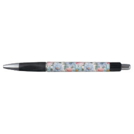 Blauw en roze bloemmotief pen