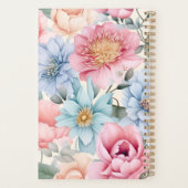 Blauw en Roze Bloemmotief Planner (Achterkant)