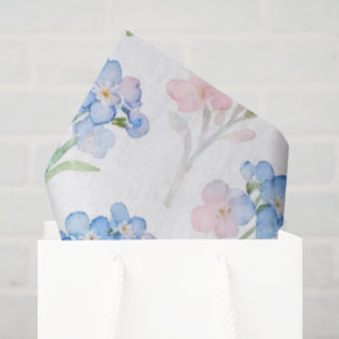 Blauw en Roze Bloemmotief Tissuepapier