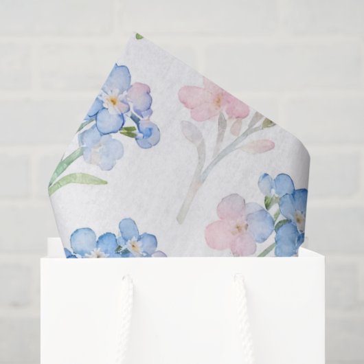 Blauw en Roze Bloemmotief Tissuepapier (Cadeauzakje)