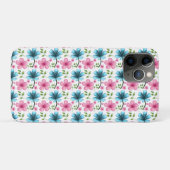 Blauw en roze bloempatroon  Case-Mate iPhone case (Achterkant (horizontaal))