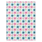 Blauw en roze bloempatroon tafelkleed (Voorkant)