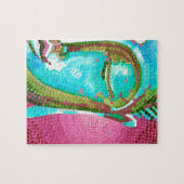 Blauw en roze Boeddha Face Mosaic Legpuzzel (Horizontaal)