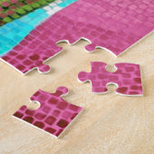 Blauw en roze Boeddha Face Mosaic Legpuzzel (Zijkant)