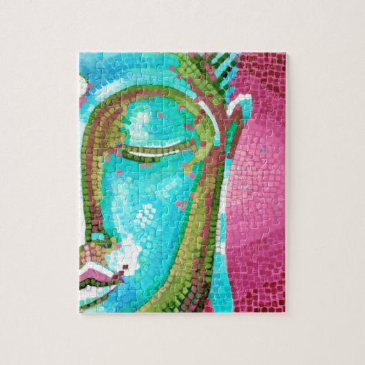 Blauw en roze Boeddha Face Mosaic Legpuzzel (Verticaal)