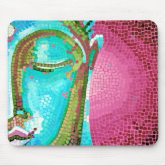 Blauw en roze Boeddha Face Mosaic Muismat