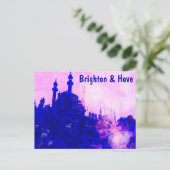 Blauw en roze Brighton Pavilion Screenprint Briefkaart (Staand voorkant)