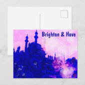 Blauw en roze Brighton Pavilion Screenprint Briefkaart (Voorkant / Achterkant)
