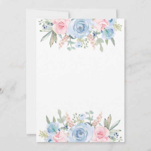 Blauw en roze bruiloft kaart (Achterkant)