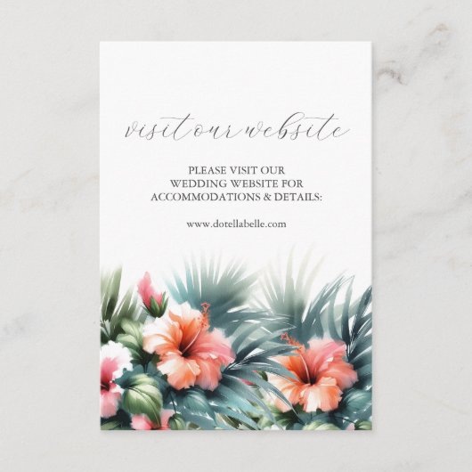 Blauw en Roze Bruiloft Website Invoegen Kaart (Voorkant)