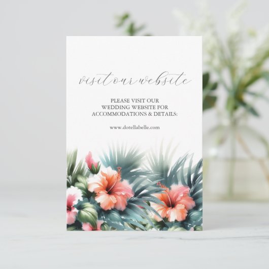 Blauw en Roze Bruiloft Website Invoegen Kaart (Staand voorkant)