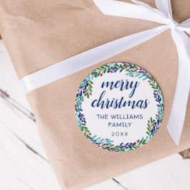 Blauw en roze bruinkerst ronde sticker