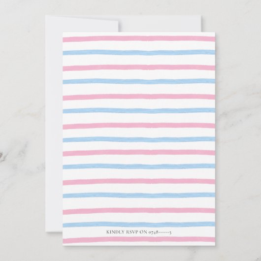 Blauw en Roze Cadillac Auto Baby Gender Reveal Kaart (Achterkant)
