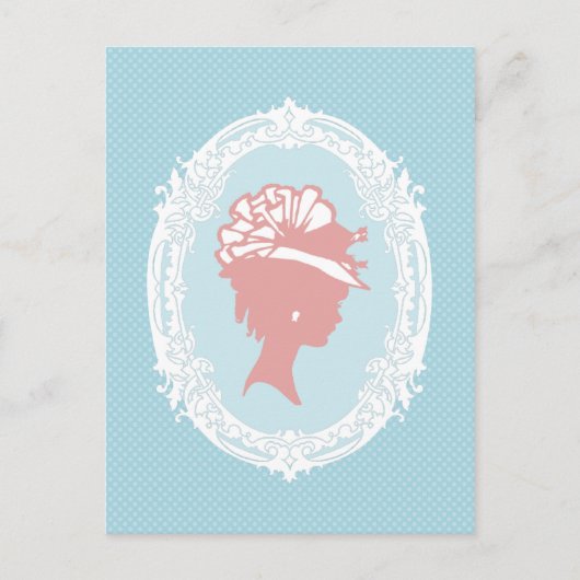Blauw en roze  cameo briefkaart (Voorkant)