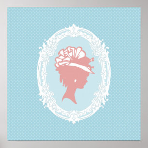 Blauw en roze  cameo poster