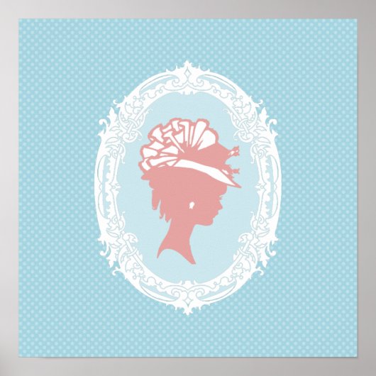Blauw en roze cameo poster (Voorkant)