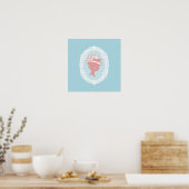 Blauw en roze cameo poster (Keuken)