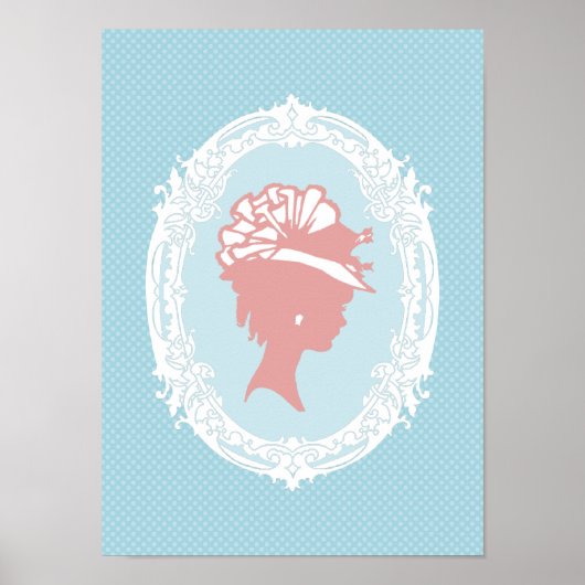 Blauw en roze cameo poster (Voorkant)